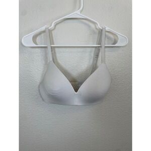 Ambrielle Natural Comfort Wire Free Bra 34B White Good Ribbed Cotton Spandex